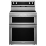 KitchenAid YKFED500ESS Electric Range, 6.7 cu. ft. Capacity, 30 inch Exterior Width, True Convection, 5 Burners, Self Clean, Double Oven, 3,200 W Highest Element, Stainless Steel colour