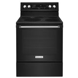 KitchenAid YKFEG500EBS Electric Range, 6.2 cu. ft. Capacity, 30 inch Exterior Width, True Convection, 5 Burners, Storage Drawer, Self Clean, 3,000 W Highest Element, Black Stainless Steel colour