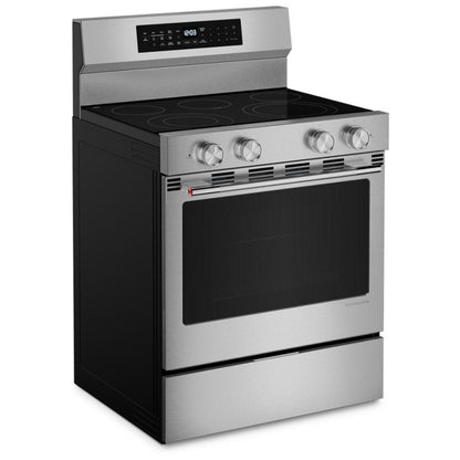 KitchenAid YKFES530SPS 电炉，5.3 立方英尺容量，30 英寸外部宽度，对流，5 个燃烧器，储物抽屉，空气炸锅，3,000 瓦最高燃烧器元件，防指纹不锈钢颜色，Even-Heat™，PrintShield™ 表面处理