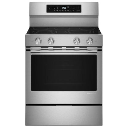 KitchenAid YKFES530SPS 电炉，5.3 立方英尺容量，30 英寸外部宽度，对流，5 个燃烧器，储物抽屉，空气炸锅，3,000 瓦最高燃烧器元件，防指纹不锈钢颜色，Even-Heat™，PrintShield™ 表面处理
