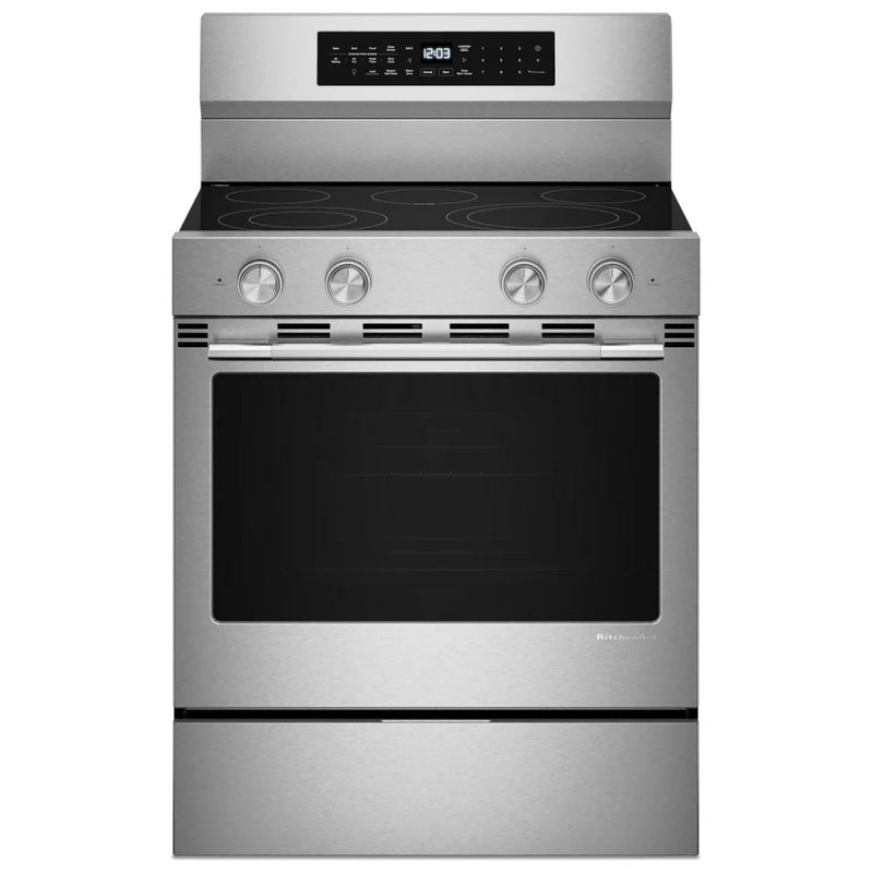 KitchenAid YKFES530SPS Electric Range, 5.3 cu. ft. Capacity, 30 inch Exterior Width, True Convection, 5 Burners, Storage Drawer, Air Fry, Manual Clean, 3,000 W Highest Element, FingerPrint Resistant Stainless Steel colour