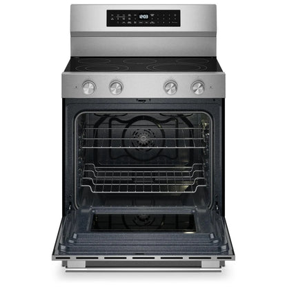 KitchenAid YKFES530SPS 电炉，5.3 立方英尺容量，30 英寸外部宽度，对流，5 个燃烧器，储物抽屉，空气炸锅，3,000 瓦最高燃烧器元件，防指纹不锈钢颜色，Even-Heat™，PrintShield™ 表面处理