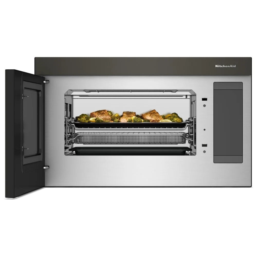 KitchenAid YKMMF530PBE Over the Range Microwave, 30 inch Exterior Width, 1.1 cu. ft. Capacity, 400 CFM, Convection, 1,500 W Watts, Stainless Steel Interior, LED, Black Ore colour