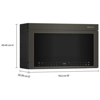 KitchenAid YKMMF730PBE Over the Range Microwave, 30 inch Exterior Width, 1.1 cu. ft. Capacity, 400 CFM, Convection, 1,500 W Watts, Stainless Steel Interior, LED, Black Ore colour