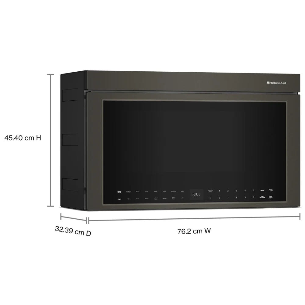 KitchenAid YKMMF730PJP Over the Range Microwave, 30 inch Exterior Width, 1.1 cu. ft. Capacity, 400 CFM, Convection, 1,500 W Watts, Stainless Steel Interior, LED, Juniper colour