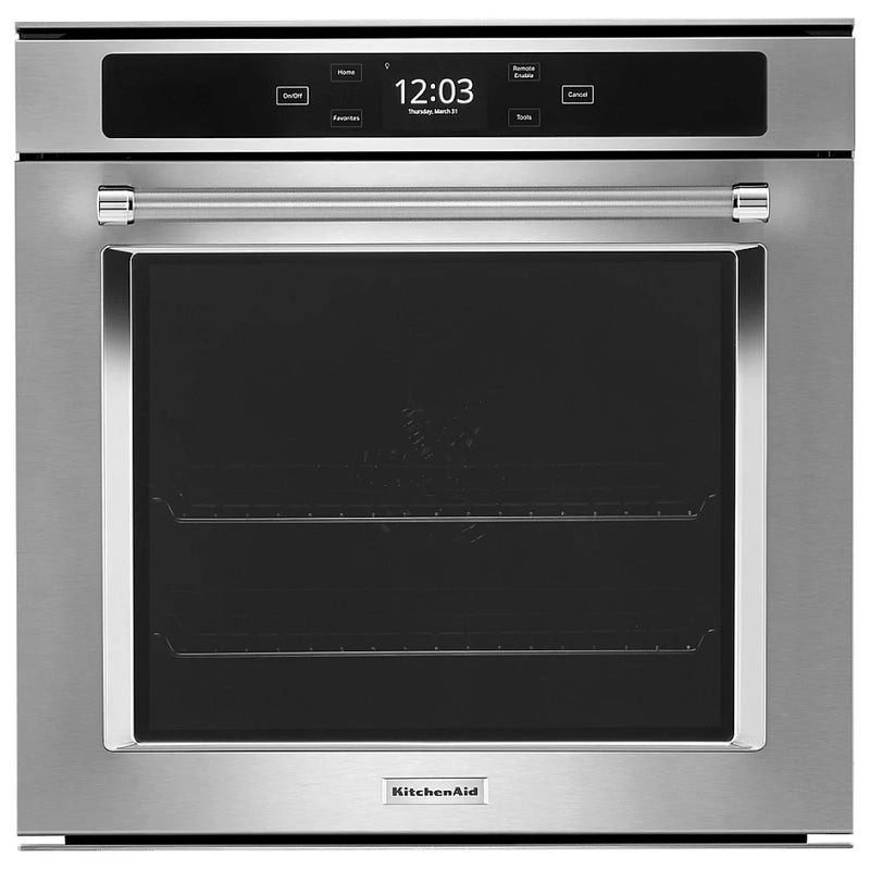 KitchenAid YKOSC504PPS Single Wall Oven, 24 inch Exterior Width, True Convection, Self Clean, 2.9 cu. ft. Capacity, Temperature Probe, Wifi Enabled, Air Fry, Stainless Steel colour
