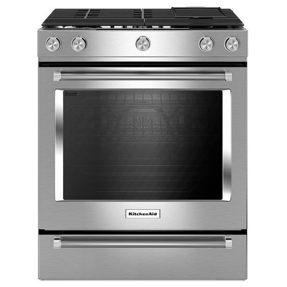 KitchenAid YKSDB900ESS Dual Fuel Range, 7.1 cu. ft. Capacity, 30 inch Exterior Width, True Convection, 5 Burners, Oven Drawer, Self Clean, Stainless Steel colour