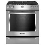 KitchenAid YKSDB900ESS Dual Fuel Range, 7.1 cu. ft. Capacity, 30 inch Exterior Width, True Convection, 5 Burners, Oven Drawer, Self Clean, Stainless Steel colour