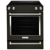 KitchenAid YKSEG700EBS Electric Range, 6.4 cu. ft. Capacity, 30 inch Exterior Width, True Convection, Storage Drawer, Self Clean, 3,200 W Highest Element, Black Stainless Steel colour
