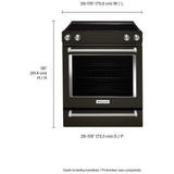 KitchenAid YKSEG700EBS Electric Range, 6.4 cu. ft. Capacity, 30 inch Exterior Width, True Convection, Storage Drawer, Self Clean, 3,200 W Highest Element, Black Stainless Steel colour