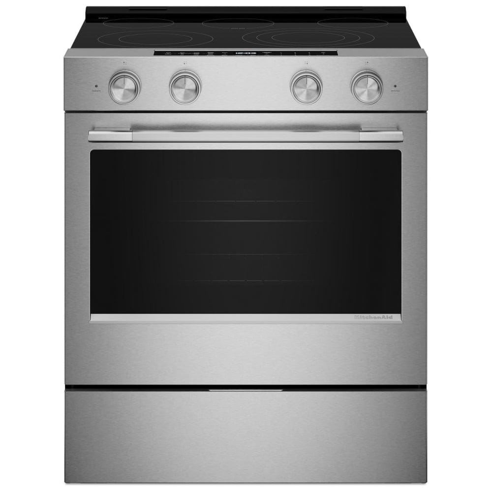 KitchenAid YKSES330SPS Electric Range, 5.3 cu. ft. Capacity, Convection, 5 Burners, Storage Drawer, Air Fry, Self Clean, Stainless Steel Finish