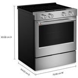 KitchenAid YKSES330SPS Electric Range, 5.3 cu. ft. Capacity, 30 inch Exterior Width, Convection, 5 Burners, Storage Drawer, Air Fry, Self Clean, 3,000 W Highest Element, PrintShield Stainless Finish colour