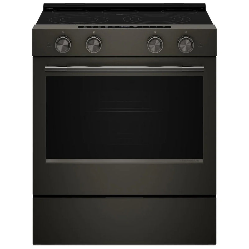 KitchenAid YKSES530SBE Electric Range, 5.3 cu. ft. Capacity, 30 inch Exterior Width, True Convection, 5 Burners, Storage Drawer, Air Fry, Self Clean, 3,200 W Highest Element, Black Ore colour