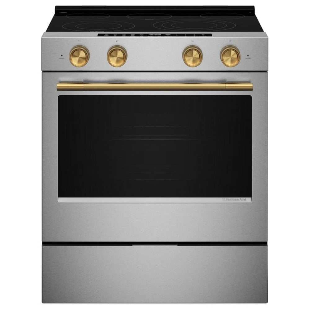 KitchenAid YKSES530SPS Electric Range, 5.3 cu. ft. Capacity, 30 inch Exterior Width, True Convection, 5 Burners, Storage Drawer, Air Fry, Self Clean
