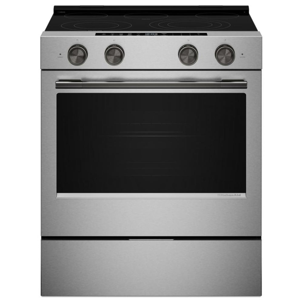 KitchenAid YKSES530SPS Electric Range, 5.3 cu. ft. Capacity, 30 inch Exterior Width, True Convection, 5 Burners, Storage Drawer, Air Fry, Self Clean