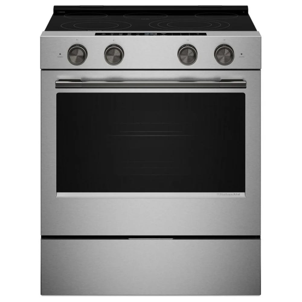 KitchenAid YKSES530SPS Electric Range, 5.3 cu. ft. Capacity, 30 inch Exterior Width, True Convection, 5 Burners, Storage Drawer, Air Fry, Self Clean