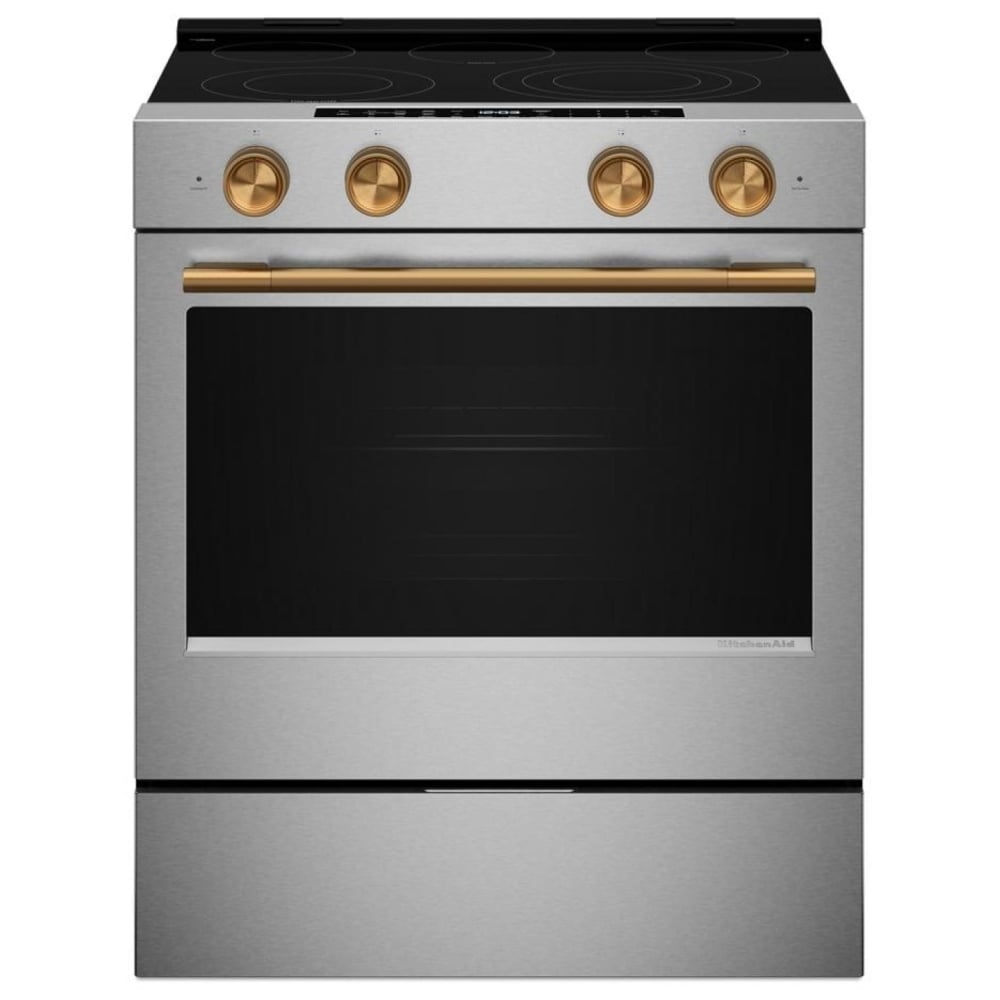 KitchenAid YKSES530SPS Electric Range, 5.3 cu. ft. Capacity, 30 inch Exterior Width, True Convection, 5 Burners, Storage Drawer, Air Fry, Self Clean