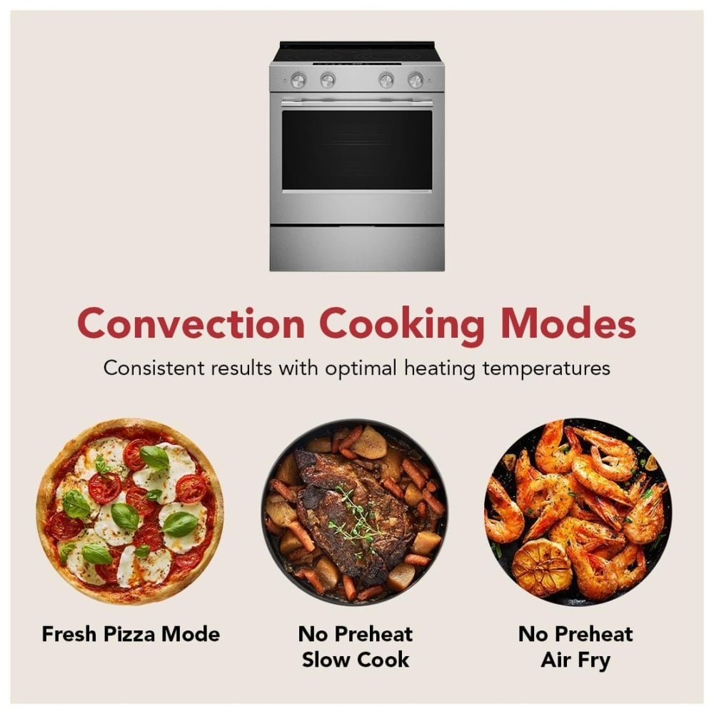 KitchenAid YKSES530SPS Electric Range, 5.3 cu. ft. Capacity, 30 inch Exterior Width, True Convection, 5 Burners, Storage Drawer, Air Fry, Self Clean