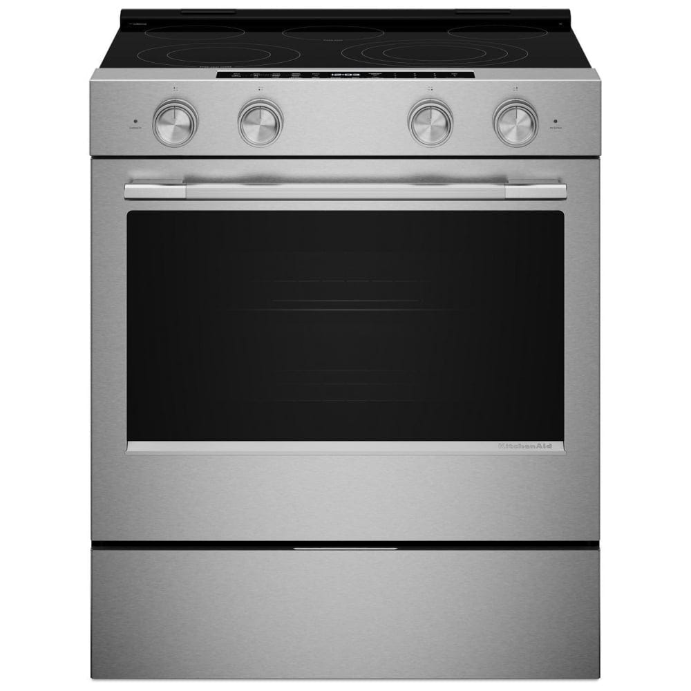 KitchenAid YKSES530SPS Electric Range, 5.3 cu. ft. Capacity, 30 inch Exterior Width, True Convection, 5 Burners, Storage Drawer, Air Fry, Self Clean