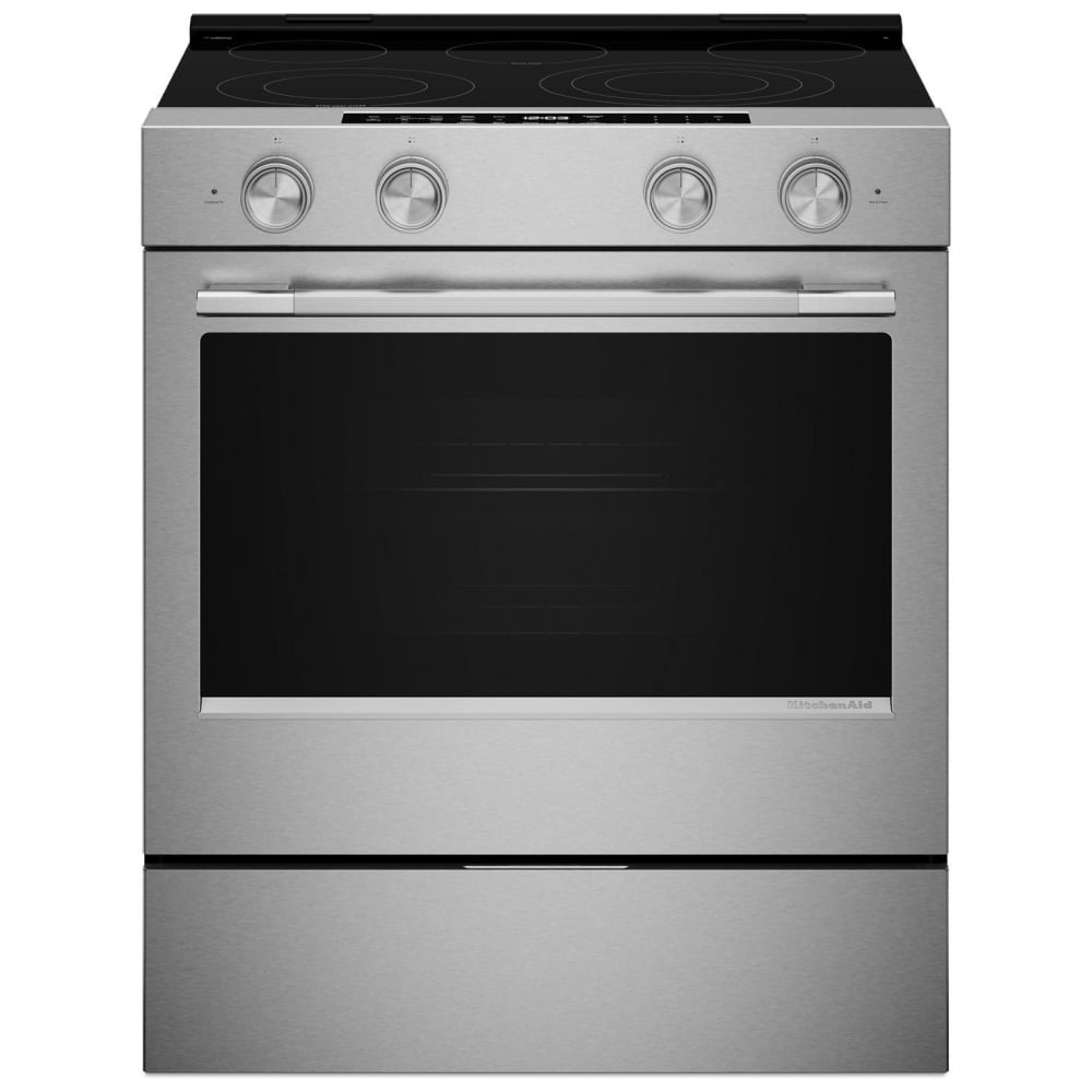 KitchenAid YKSES530SPS Electric Range, 5.3 cu. ft. Capacity, 30 inch Exterior Width, True Convection, 5 Burners, Storage Drawer, Air Fry, Self Clean, 3,200 W Highest Element, FingerPrint Resistant Stainless Steel colour