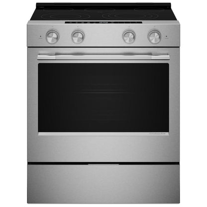 KitchenAid YKSES530SPS Electric Range, 5.3 cu. ft. Capacity, 30 inch Exterior Width, True Convection, 5 Burners, Storage Drawer, Air Fry, Self Clean