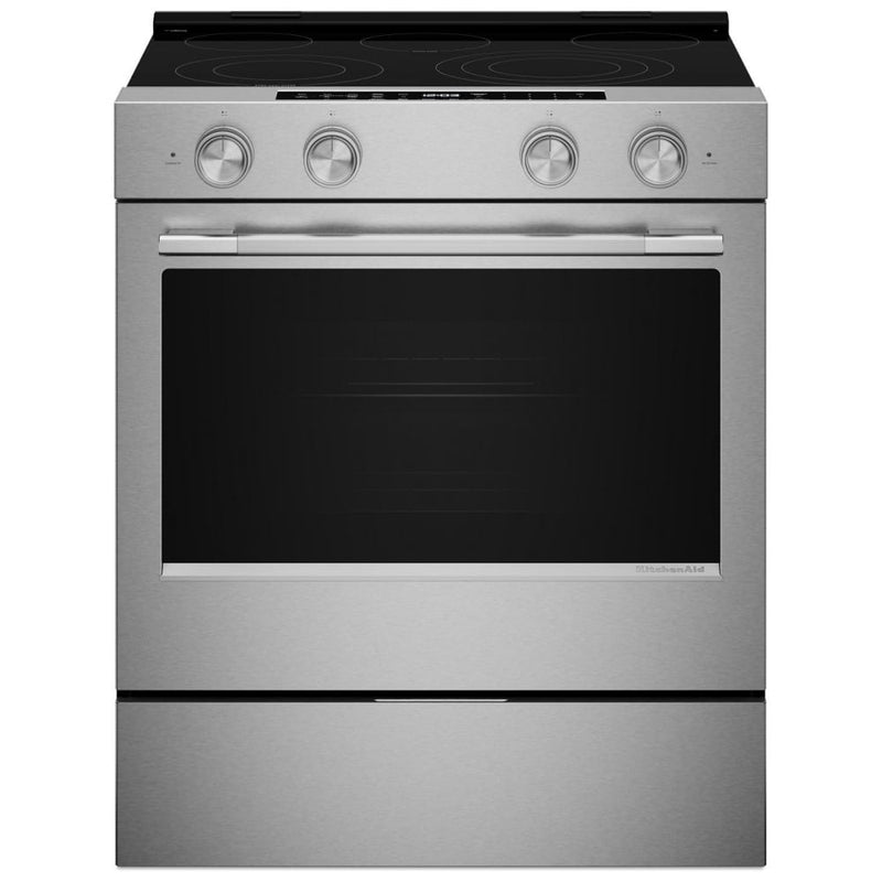 KitchenAid YKSES530SPS Electric Range, 5.3 cu. ft. Capacity, 30 inch Exterior Width, True Convection, 5 Burners, Storage Drawer, Air Fry, Self Clean, 3,200 W Highest Element, FingerPrint Resistant Stainless Steel colour