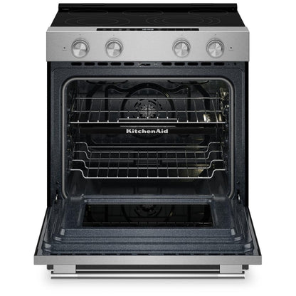 KitchenAid YKSES530SPS Electric Range, 5.3 cu. ft. Capacity, 30 inch Exterior Width, True Convection, 5 Burners, Storage Drawer, Air Fry, Self Clean