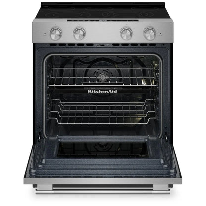 KitchenAid YKSES530SPS Electric Range, 5.3 cu. ft. Capacity, 30 inch Exterior Width, True Convection, 5 Burners, Storage Drawer, Air Fry, Self Clean