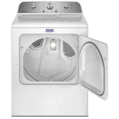 Maytag YMED4205SW 电动烘干机，7.0 立方英尺容量，3 种温度设置，钢制滚筒，白色