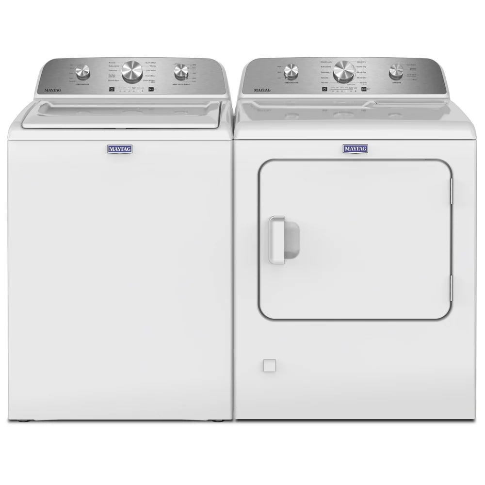 Maytag YMED4205SW 电动烘干机，7.0 立方英尺容量，3 种温度设置，钢制滚筒，白色