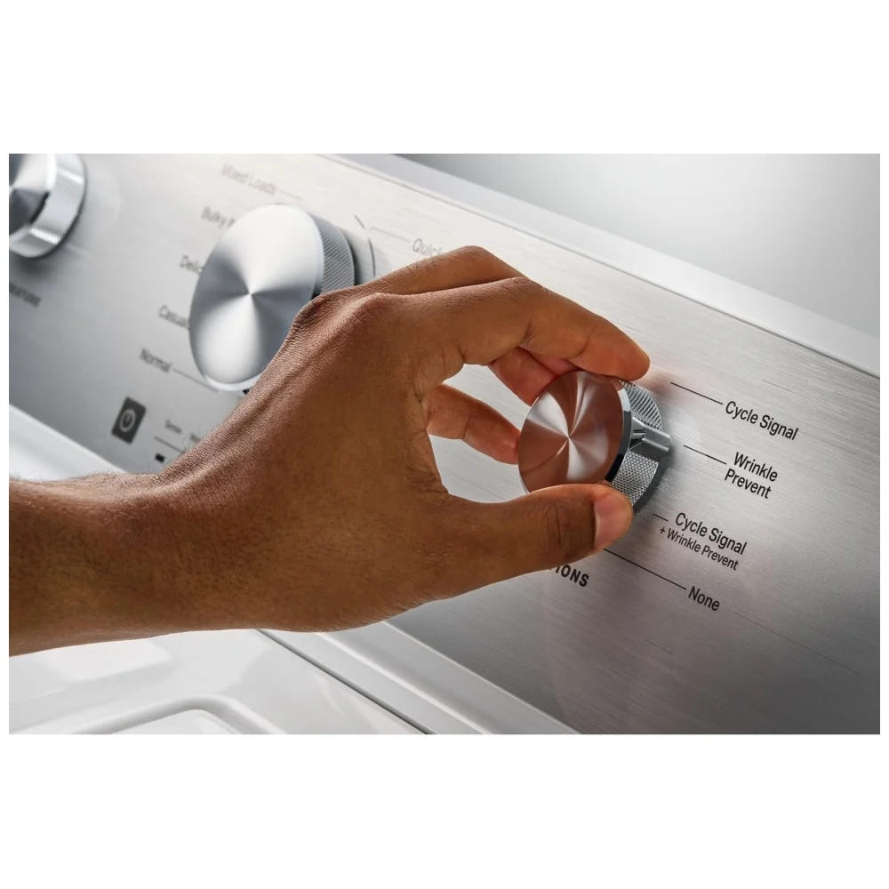 Maytag YMED4205SW 电动烘干机，7.0 立方英尺容量，3 种温度设置，钢制滚筒，白色