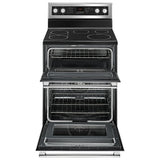 Maytag YMET8800FZ Electric Range, 6.7 cu. ft. Capacity, 30 inch Exterior Width, True Convection, 5 Burners, Self Clean, Double Oven, 3,200 W Highest Element, Stainless Steel colour