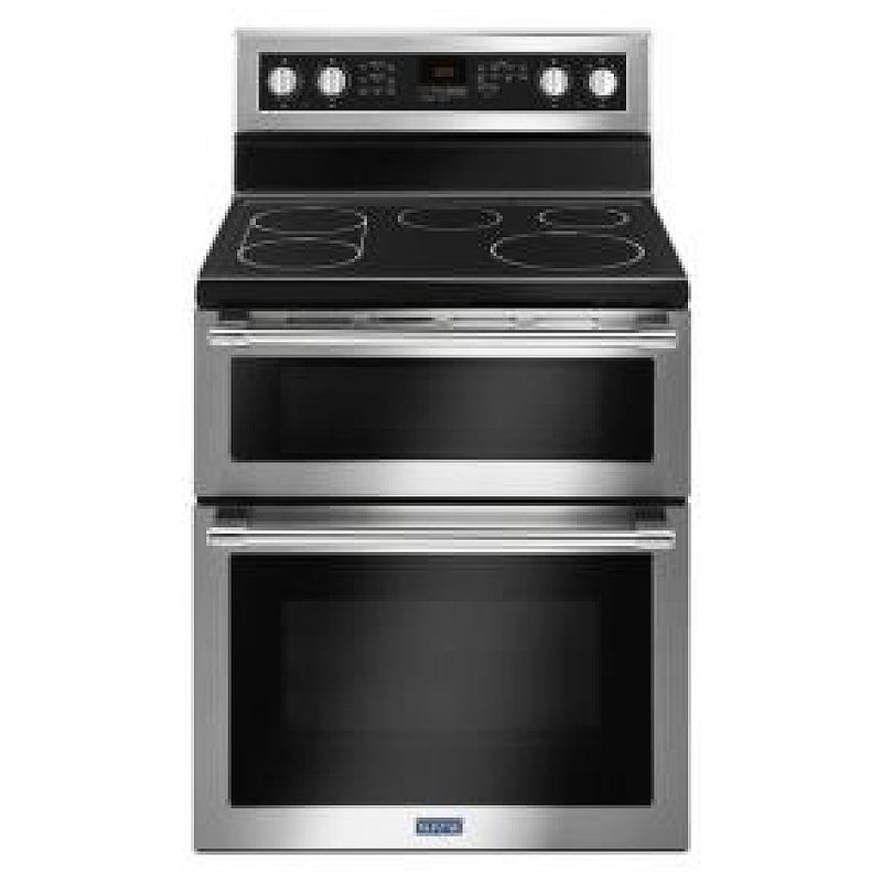 Maytag YMET8800FZ Electric Range, 6.7 cu. ft. Capacity, 30 inch Exterior Width, True Convection, 5 Burners, Self Clean, Double Oven, 3,200 W Highest Element, Stainless Steel colour