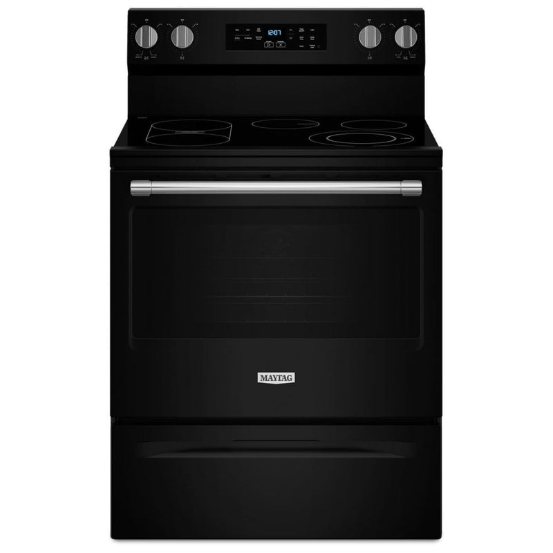 Maytag YMFES6030RB Electric Range, 5.3 cu. ft. Capacity, 30 inch Exterior Width, Convection, 5 Burners, Storage Drawer, Yes, Self Clean, 3,000 W Highest Element, Black colour