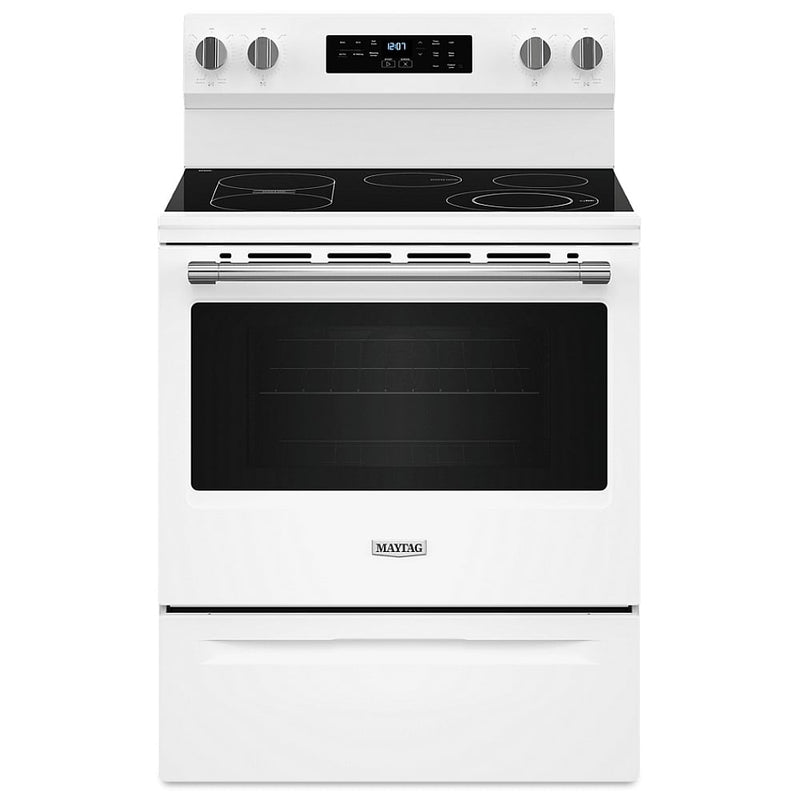 Maytag YMFES6030RW Electric Range, 5.3 cu. ft. Capacity, 30 inch Exterior Width, Convection, 5 Burners, Storage Drawer, Yes, Self Clean, 3,000 W Highest Element, White colour