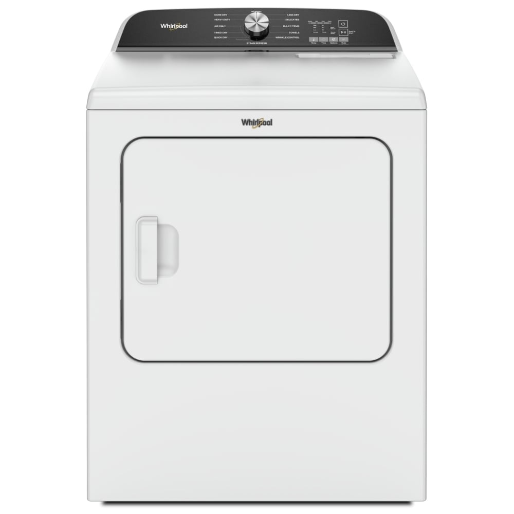 Whirlpool YWED6150PW Electric Dryer, 7 cu. ft. Dryer Capacity, 12 Dry Cycles, Steam Clean, 4 Temperature Settings, Vented, White colour