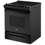 Whirlpool YWEE515S0LB Electric Range, 4.8 cu. ft. Capacity, 30 inch Exterior Width, 4 Burners, Storage Drawer, Self Clean, 3,000 W Highest Element, Black colour