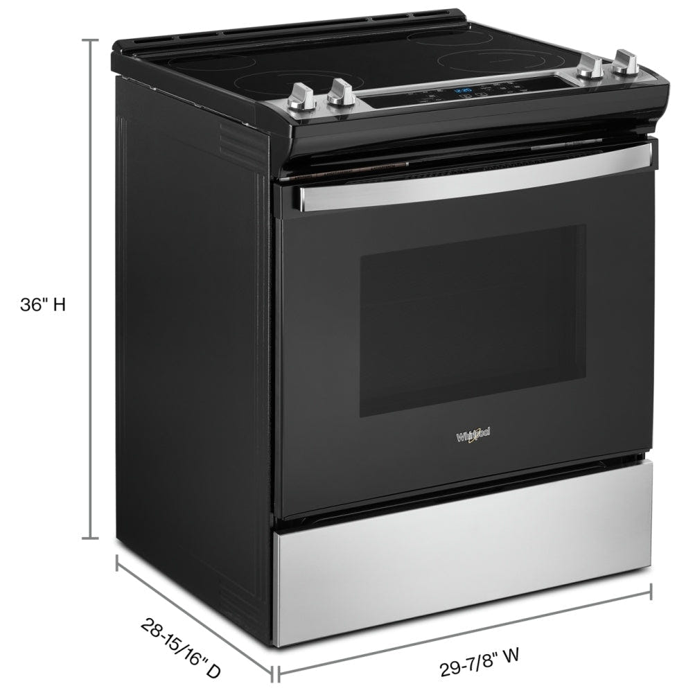 Whirlpool YWEE515S0LS Electric Range | 30" Capacity, Stainless Steel, Smart Features