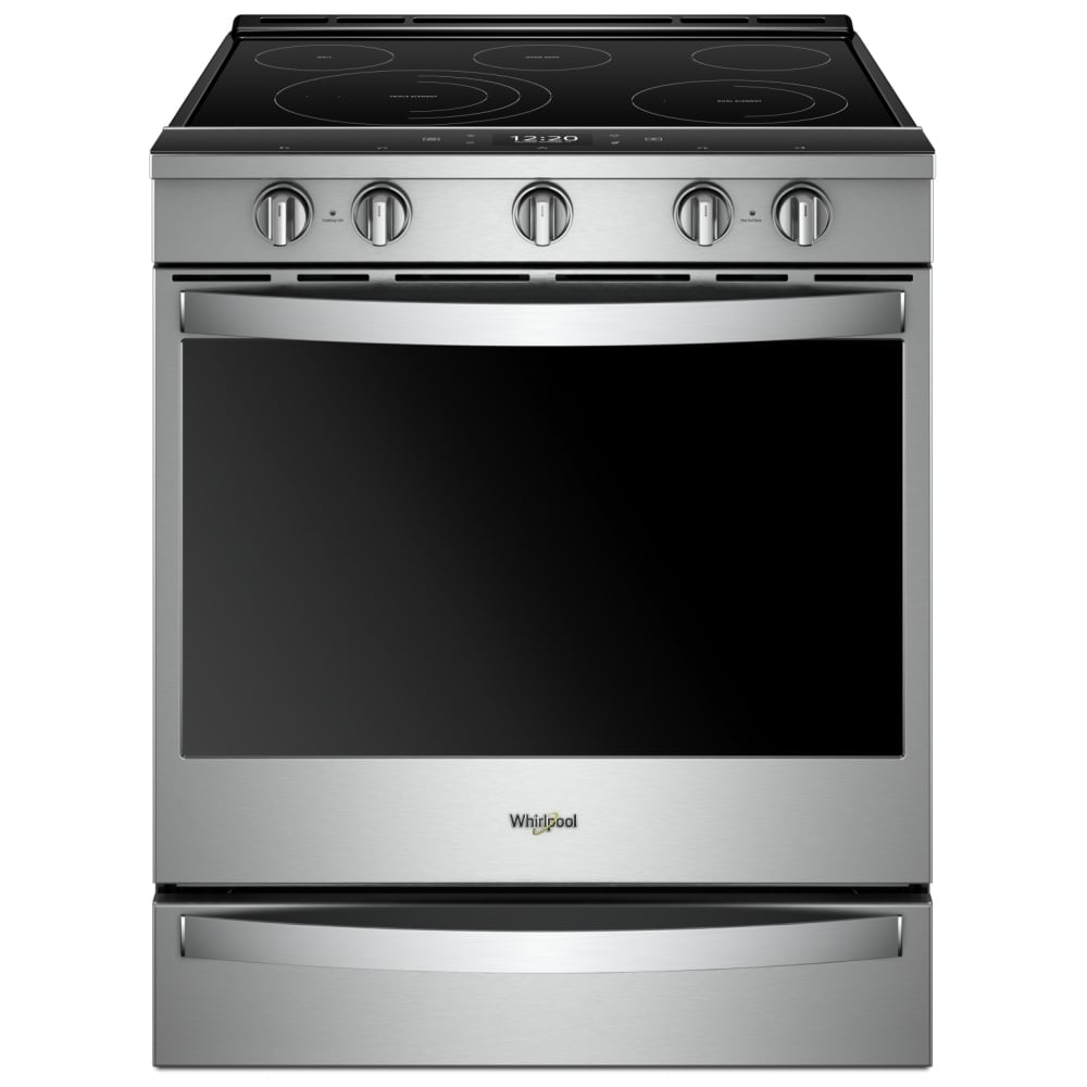 Whirlpool YWEE750H0HZ Electric Range, 6.4 cu. ft. Capacity, 30 inch Exterior Width, True Convection, 5 Burners, Storage Drawer, Yes, Self Clean, 3,000 W Highest Element, Stainless Steel colour