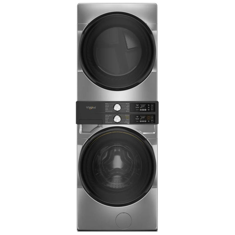 Whirlpool YWEF5727TR Laundry Center, Silver colour Washer: 5.2 cu. ft. Capacity, 28 inch Width, 12 Wash Cycles, Steam Clean, ENERGY STAR Certified, 1,160 RPM Spin Speed, Wifi Enabled Dryer: 7.4 cu. ft. Capacity, Electric