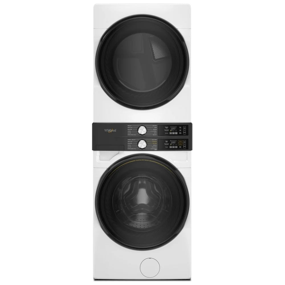 Whirlpool YWEF5727TW Laundry Center, White colour Washer: 5.2 cu. ft. Capacity, 28 inch Width, 12 Wash Cycles, Steam Clean, ENERGY STAR Certified, 1,160 RPM Spin Speed, Wifi Enabled Dryer: 7.4 cu. ft. Capacity, Electric