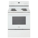 Whirlpool YWFC150M0JW Electric Range, 4.8 cu. ft. Capacity, 30 inch Exterior Width, 4 Burners, Storage Drawer, Manual Clean, 2,400 W Highest Element, White colour