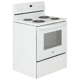 Whirlpool YWFC150M0JW Electric Range, 4.8 cu. ft. Capacity, 30 inch Exterior Width, 4 Burners, Storage Drawer, Manual Clean, 2,400 W Highest Element, White colour