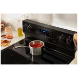 Whirlpool YWFES3330RB Electric Range, 5.3 cu. ft. Capacity, 30 inch Exterior Width, 5 Burners, Storage Drawer, Steam Clean, 3,000 W Highest Element, Black colour