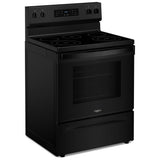 Whirlpool YWFES3330RB Electric Range, 5.3 cu. ft. Capacity, 30 inch Exterior Width, 5 Burners, Storage Drawer, Steam Clean, 3,000 W Highest Element, Black colour