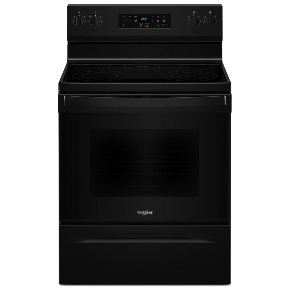 Whirlpool YWFES3330RB Electric Range, 5.3 cu. ft. Capacity, 30 inch Exterior Width, 5 Burners, Storage Drawer, Steam Clean, 3,000 W Highest Element, Black colour