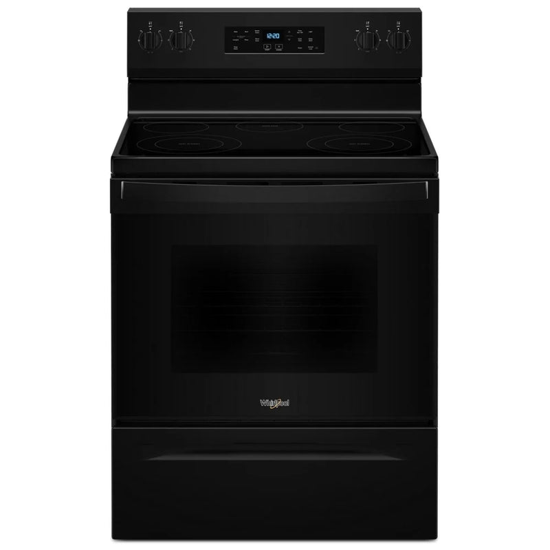 Whirlpool YWFES3330RB Electric Range, 5.3 cu. ft. Capacity, 30 inch Exterior Width, 5 Burners, Storage Drawer, Steam Clean, 3,000 W Highest Element, Black colour