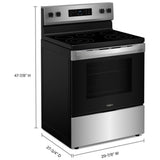 Whirlpool YWFES3330RZ Electric Range, 5.3 cu. ft. Capacity, 30 inch Exterior Width, 5 Burners, Storage Drawer, Steam Clean, 3,000 W Highest Element, Stainless Steel colour