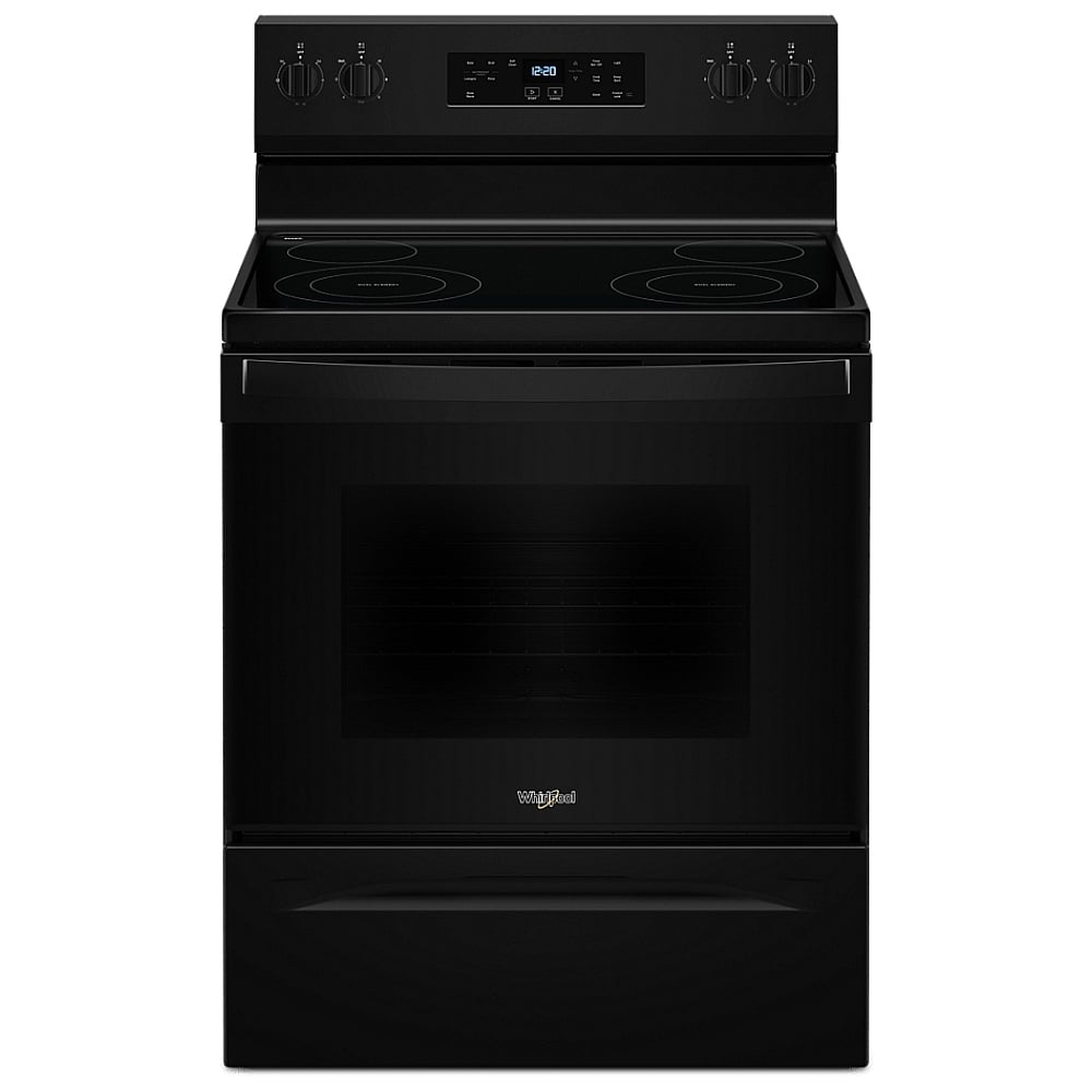 Whirlpool YWFES3530RB Electric Range, 5.3 cu. ft. Capacity, 30 inch Exterior Width, 4 Burners, Storage Drawer, Self Clean, 3,000 W Highest Element, Black colour
