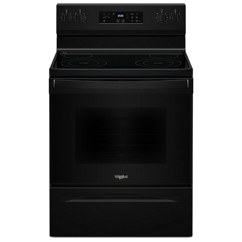 Whirlpool YWFES3530RB Electric Range, 5.3 cu. ft. Capacity, 30 inch Exterior Width, 4 Burners, Storage Drawer, Self Clean, 3,000 W Highest Element, Black colour